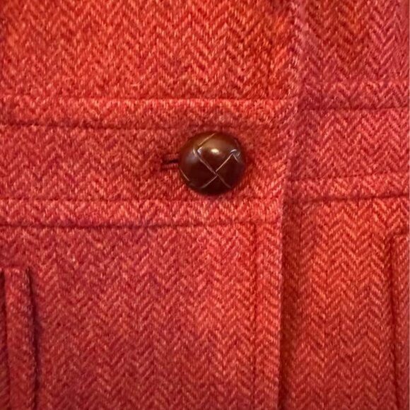 Women LL Bean Herringbone Tweed Wool‎ Rust Blazer-Misses 12 Reg (Runs Small) - Picture 3 of 10